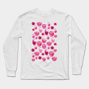 Pink Watercolor Flowers and Blossoms Long Sleeve T-Shirt